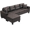 Sectional Sofa Set for Living Room with L Shape Chaise Lounge ,cup holder and Left or Right Hand Chaise Modern 4 Seat (Chocolate brown) - 3 of 4