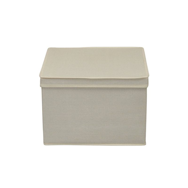 Household Essentials Set of 2 Square Storage Boxes with Lids Cream Linen, 6 of 9
