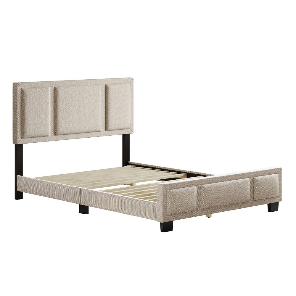 Photos - Wardrobe Full Triptych Upholstered Platform Bed Frame Beige - Boyd Sleep Eco Dream