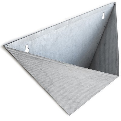 Aged Zinc Triangular Wall-Mounted Succulent Planter Set