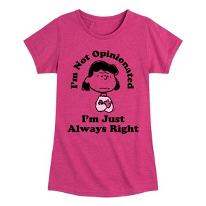 Girls' - Peanuts - Lucy Im Always Right Fitted Short Sleeve Graphic T-Shirt - 1 of 4
