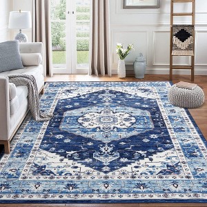Vintage Area Rugs Boho Washable Area Rug for Living Room Bedroom Floral Print Floor Carpet - 1 of 4