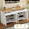 NicBex 2-Piece 72"H Vintage Bookcase Set with Adjustable Shelves, Free Standing 5 Tier Wood Grain Bookshelves, Farmhouse Two-Tone Storage Cabinet - 4 of 4