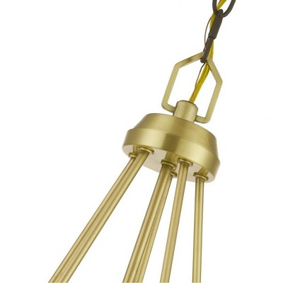 Satin Brass and Bronze 5-Light Mid-Century Modern Chandelier