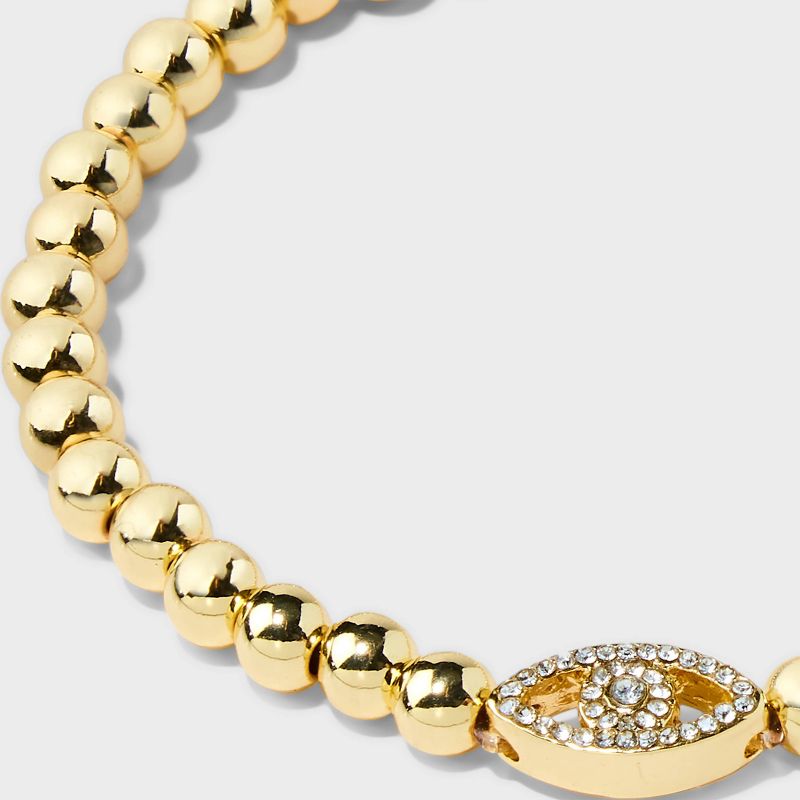 SUGARFIX by BaubleBar Pave Eye Stretch Bracelet - Gold, 4 of 5