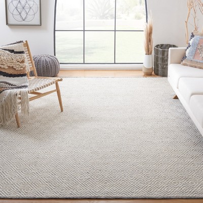 Ivory and Light Grey Hand-Tufted Wool Square Rug