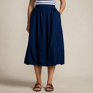 Lands' End Women's Poplin High Rise Bubble Hem Midi Skirt - 1 of 4