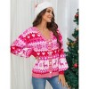 Coolmee Womens Christmas Print Long Sleeve Front Button Down Cardigan Casual Lightweight Sweaters - 4 of 4