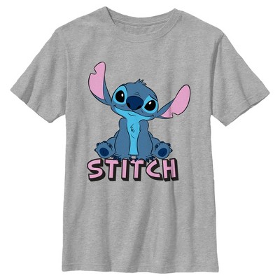 Boy's Lilo & Stitch Sitting Cute Stitch T-shirt - Athletic Heather ...