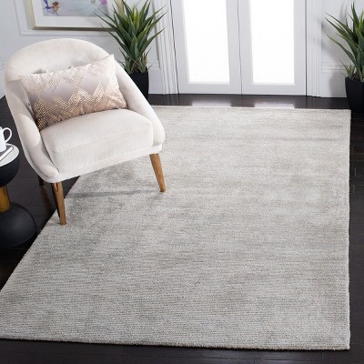 Hand-Loomed Gray Wool & Viscose 4' x 6' Tufted Rectangular Rug
