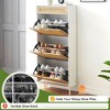 Rattan Shoe Cabinet with 3 Flip Door 1 Drawer Wooden Free Standing Shoe Racks - 4 of 4