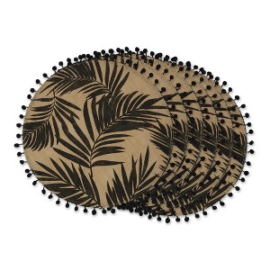 DII Jute Printed Placemat Set 6 Piece, Black Fern Print, 15" Dia - 1 of 4