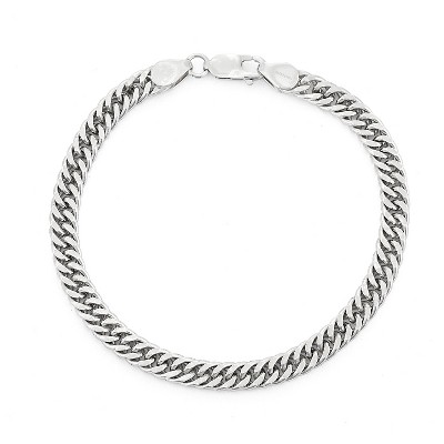 Men's Crucible Stainless Steel Beveled Curb Chain Bracelet (11mm) - Silver  (8.5)