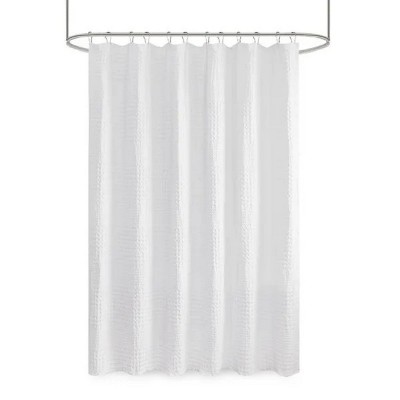 LunaLulinlk Super Waffle Textured Solid Shower Curtain