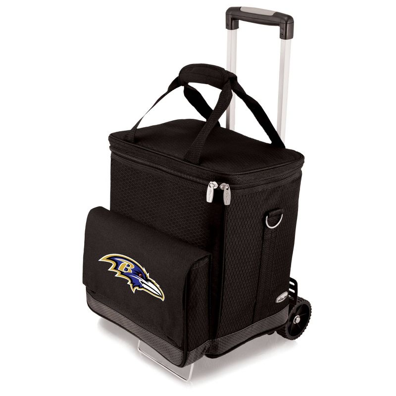 NFL Baltimore Ravens Cellar Six Bottle Wine Carrier and Cooler Tote with Trolley, 1 of 5