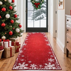 Washable Christmas Area Rug Ultra-Soft Snowflake Xmas Bedroom Carpet - 1 of 4