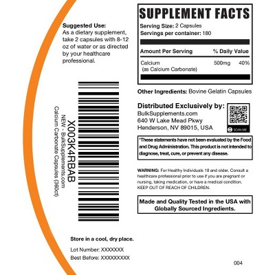 BulkSupplements Calcium Carbonate Capsules