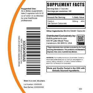 BulkSupplements Calcium Carbonate Capsules - 1 of 4
