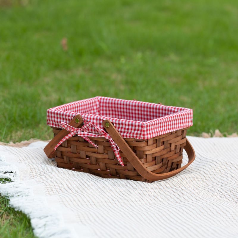 Vintiquewise Small Rectangular Basket Lined with Gingham Lining, 6 of 9