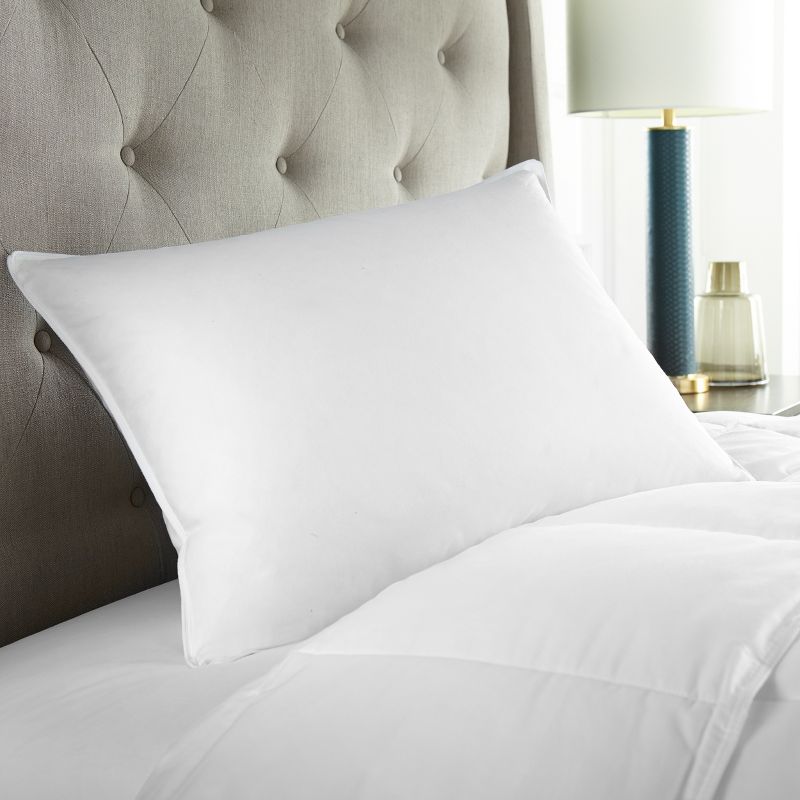 DOWNLITE Medium Density 230 TC 600 Fill Power White Goose Down Hotel Bed Pillow, 4 of 9