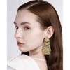 Gold Plated Crystal Chandelier Earrings | Extra Long Boho Tassel for Wedding & Festival - 3 of 4