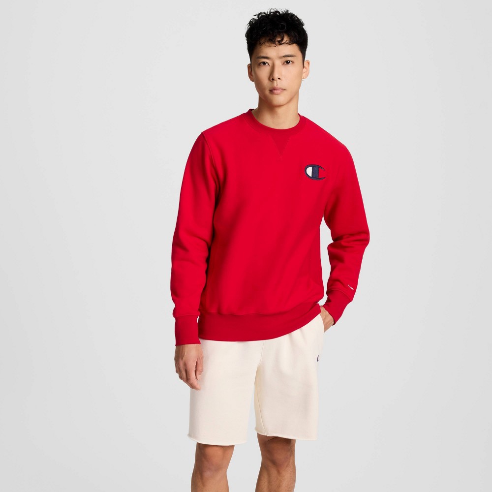 Champion Adult Sizing Iconic Embroidered Crewneck Sweatshirt - Tango Red XS