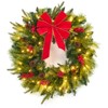 Prelit 24 Inch Christmas Wreath with 50 LED Lights, Large Red Bow, Pine Cones & Berry Clusters for Front Door , Xmas Spruce Holiday Decor - 2 of 4