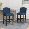 27 Inch Counter Height Stools Set Of 2,Fabric Tufted Wingback Upholstered Kitchen Chairs ,Armless Rubberwood Legs Living Room Chairs -Cuddlewood - 2 of 4