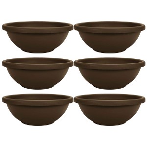 The HC Companies 18 Inch Sun Fade and Crack Withstanding Leakproof Plastic Plain Semi Circular Garden Bowl Planter, Chocolate Brown (6 Pack) - 1 of 4