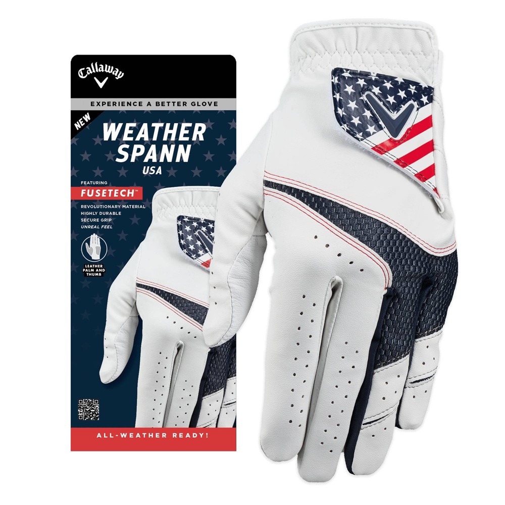 Callaway Adult Weather Spann USA Gloves - White M