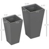 Aghana Digitals 2-Pack Gray Outdoor Magnesium Oxide Planters, 22in & 18in Stackable Flower Pots - 2 of 4