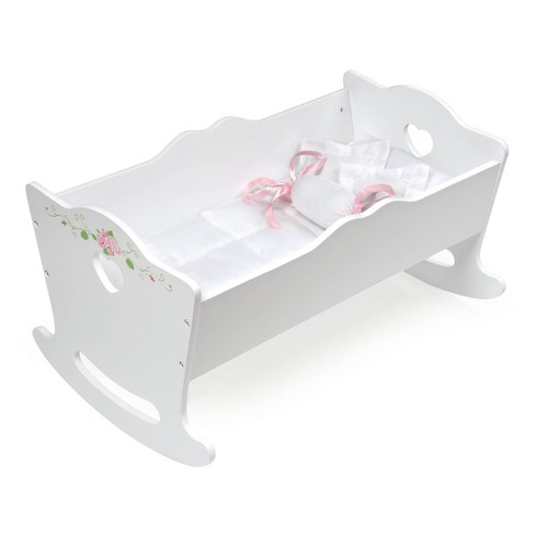 Badger Basket Doll Crib with Bedding, Two Baskets, and Free Personalization  Kit - White Rose & Reviews