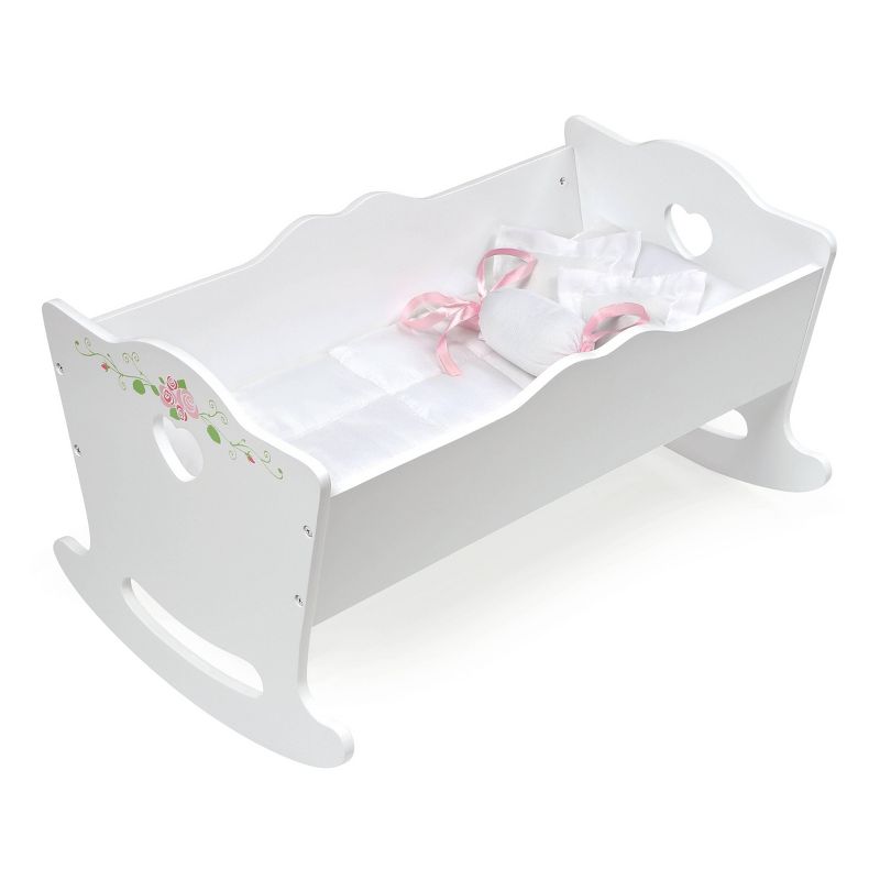 Badger Basket Doll Cradle with Bedding and Free Personalization Kit - White Rose, 1 of 8