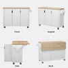 51" Fluted Kitchen Island with Drop Leaf, Rolling Kitchen Island With Storage, Kitchen Island on Wheels with Towel Rack for Kitchen Dining Room - 4 of 4