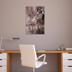 iCanvas Silver Floral Burgundy by Simon Addyman Canvas Print Wall Art - 1 of 3