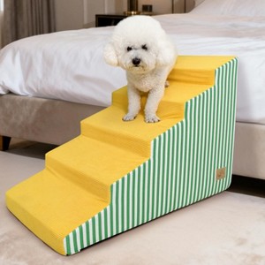 BingoPaw 3/4/5 Steps Dog Stairs High-Density Foam Bright Yellow Pet Stairs Ramp with Removable Cover for Sofa & Beds Side - 1 of 4