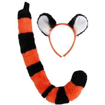 HalloweenCostumes.com    Disney Aladdin Rajah Tiger Ears and Tail Costume Kit, Black/Orange