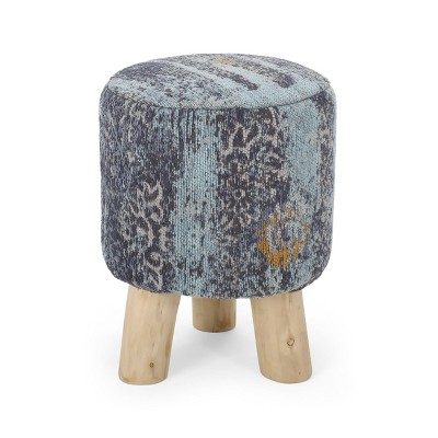 Easa Handcrafted Boho Jacquard Stool Natural - Christopher Knight Home