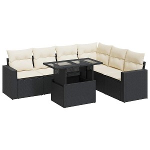 vidaXL Garden Sofa Set Black, Cream White - 1 of 4