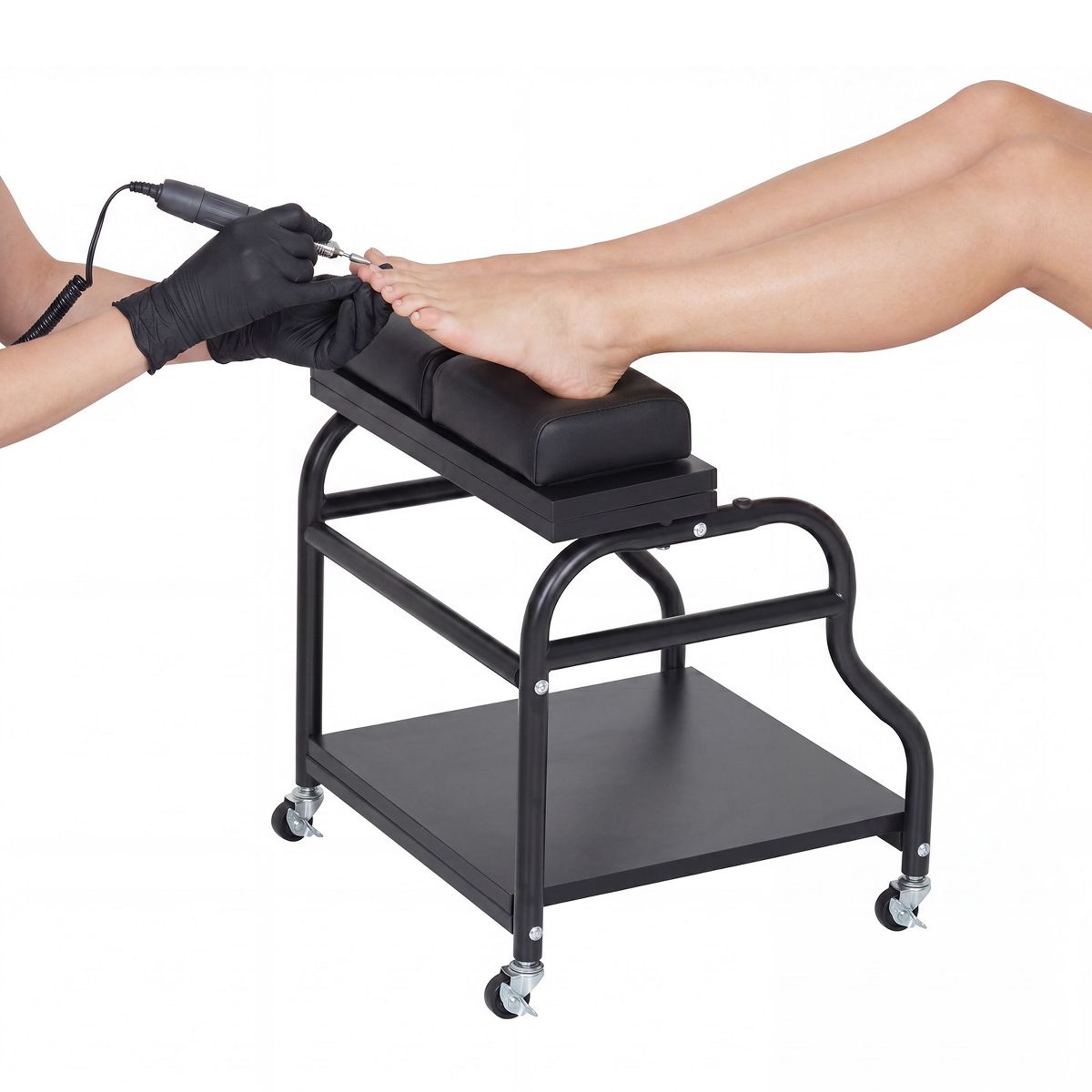 Pedicure Cart with Wheels & Leg Pads Salon Trolley, Rolling Foot Care Station with Rubber Casters & Foam Footrest for Spa & Home Use - thumbnail 3