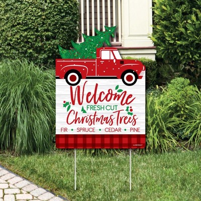 Big Dot of Happiness Merry Little Christmas Tree - Party Decorations - Red Truck Christmas Party Welcome Yard Sign