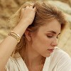 2pcs Gold Chain Link Bracelet, Stainless Steel Crystal Friendship Bracelets Bangle,Watch Band Chains Wristband - 2 of 4