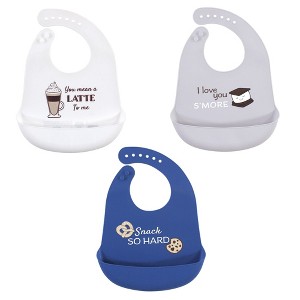 Hudson Baby Infant Boy Silicone Bibs 3pk, You Mean A Latte, One Size - 1 of 2