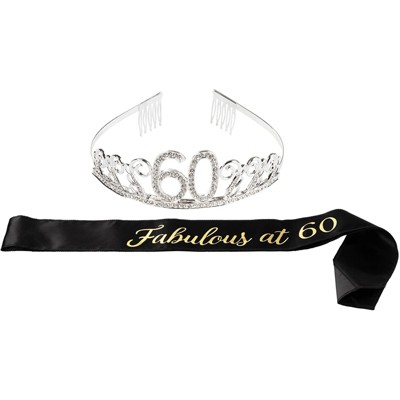 Blue Panda 60th Birthday Sash And Tiara For Women Fabulous At 60