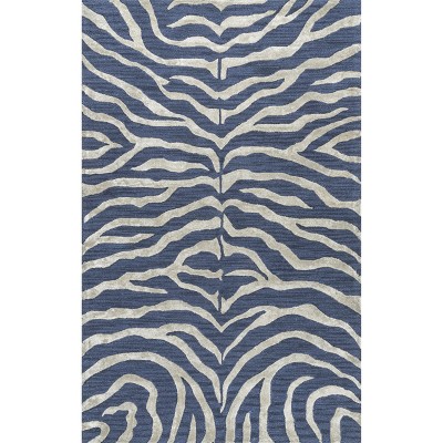 Nuloom Hand Tufted Plush Zebra Area Rug, 5' X 8', Blue : Target