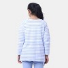 erika Women's Mixed Blue Striped 3/4 Sleeve Tee Shirt With Pocket - 3 of 3