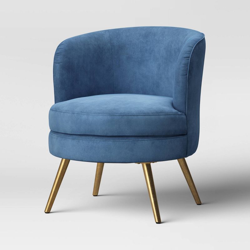 Beadle Accent Chair with Brass Leg Velvet Blue - Project 62&#8482;, 4 of 9