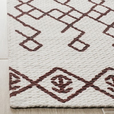 Ivory and Rust Geometric Cotton Runner Rug 2'3" x 6'