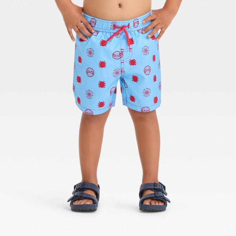 Toddler Boys' Marvel Spider-Man Swim Shorts - Light Blue, 1 of 4