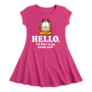 Girls' - Garfield - Hello Go Home Now Fit & Flair Cap Sleeve Dress - 1 of 2